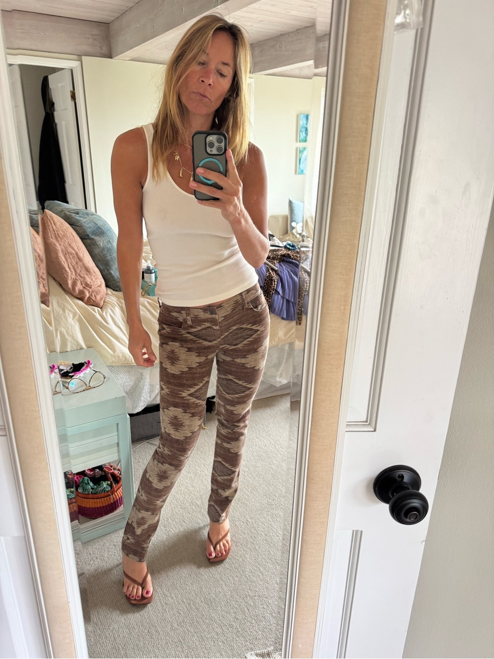 Ralph Lauren Brown & Cream Straight Leg Jeans